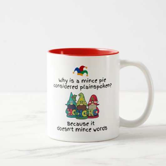 Amusing Plainspoken Mince Pie Joke Zweifarbige Tasse (Rechts)