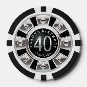 Amy 40 Geburtstag Vegas Casino Chip Silver Black2