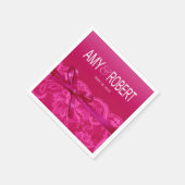 Amy Bows Ribbon & Lace Wedding Fuschia Serviette (Ecke)