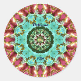AMY ~ CHRISTMAS 2024 ~ WOW! Red Green Gold Runder Aufkleber