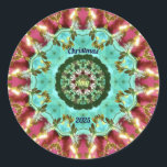 AMY ~ CHRISTMAS 2025 ~ WOW! Red Green Gold Runder Aufkleber<br><div class="desc">Das ist ein buntes Kaleidoskop-Muster,  aus Rot-,  Grün- und Goldtönen. Es ist 3D.</div>