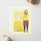 Amy | Downtown Hipster Party Girl Mitteilungskarte (Vorderseite/Rückseite Beispiel)