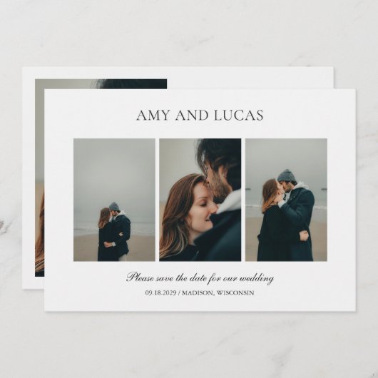 Amy Elegant Wedding Save The Date (Vorne/Hinten)