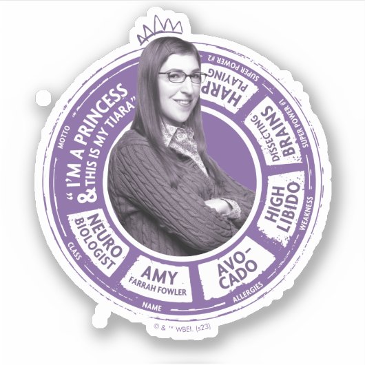 Amy Farrah Fowler Info Graphic Aufkleber (Vorderseite)