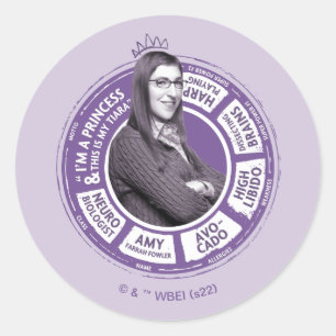 Amy Farrah Fowler Info Graphic Runder Aufkleber