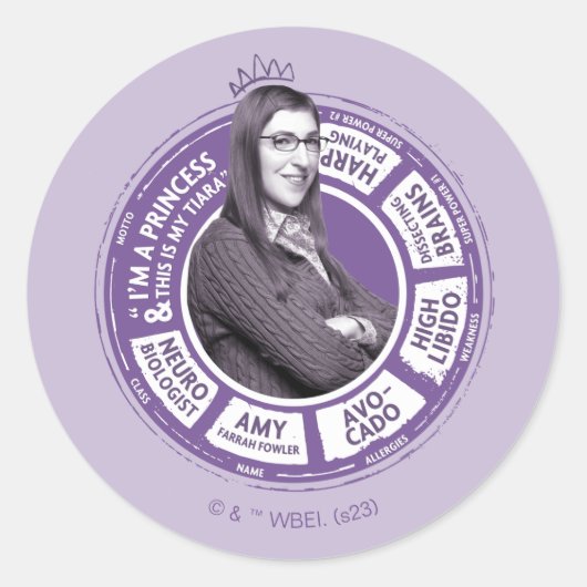 Amy Farrah Fowler Info Graphic Runder Aufkleber (Vorderseite)