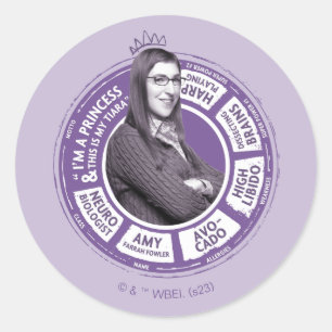 Amy Farrah Fowler Info Graphic Runder Aufkleber