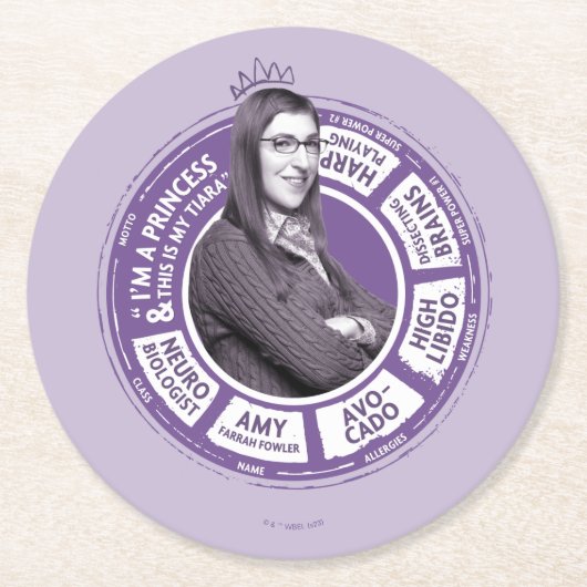 Amy Farrah Fowler Info Graphic Runder Pappuntersetzer (Vorderseite)