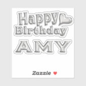 Amy Happy Birthday silver Aufkleber Sticker (Blatt)