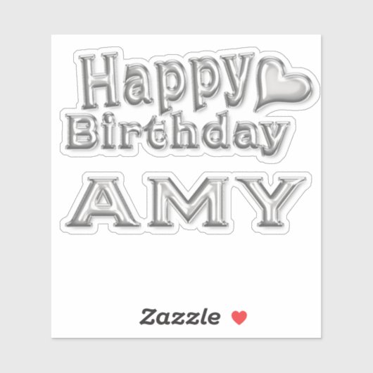 Amy Happy Birthday silver Aufkleber Sticker (Blatt)