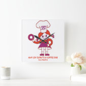 Amy Joy Donuts von Illinois Quadratische Wanduhr (Zuhause)