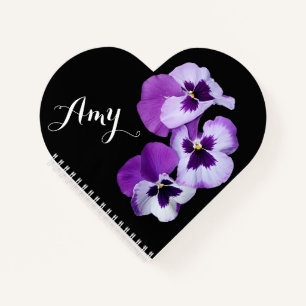 Amy-Name lila Panik Blütenherz Notizblock