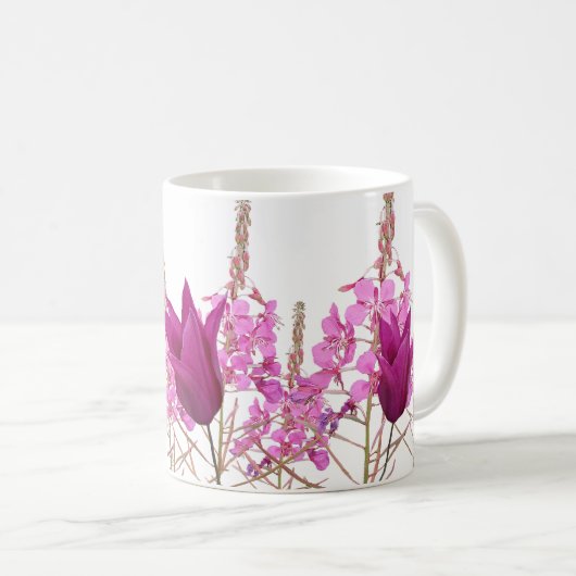 Amy pink Blume boho floral fun Kaffeetasse (VorderseiteRechts)