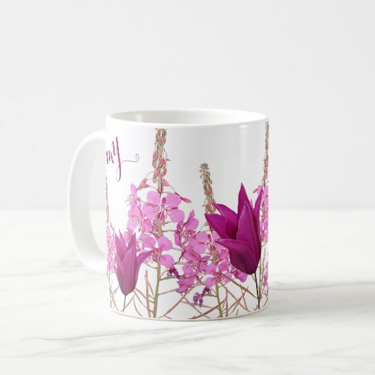 Amy pink Blume boho floral fun Kaffeetasse (Vorderseite Links)