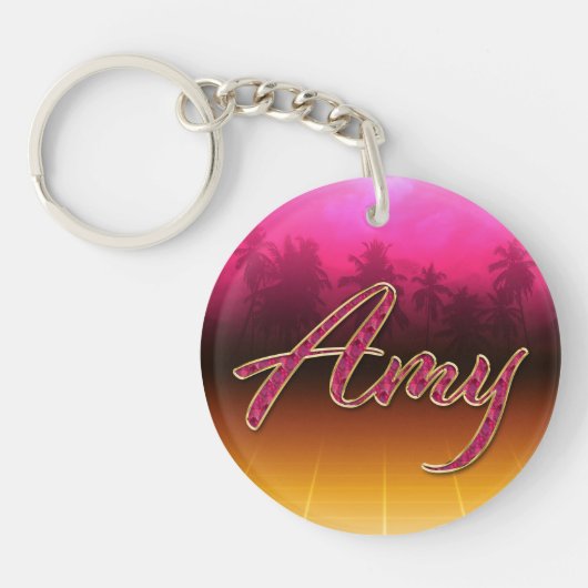 Amy Vorname Name golden pink Schlüsselanhänger (Vorderseite)