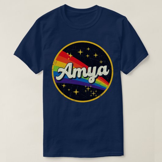 Amya Rainbow in Space Vintag GrungeStyle T-Shirt (Design vorne)