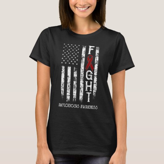 Amyloidose Warrior US-Flagge T-Shirt (Vorderseite)