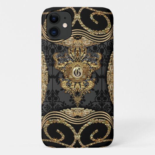 Amymica Damask Monogram Case-Mate iPhone Hülle (Rückseite)