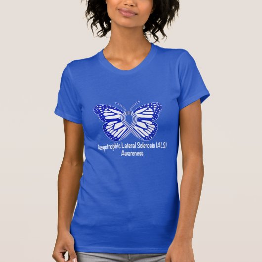 Amyotrophe Lateralsklerose ALS mit Schmetterling T-Shirt (Vorderseite)