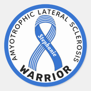 Amyotrophie Laterale Sklerose Warrior Ribbon weiß Runder Aufkleber
