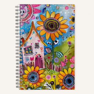 *~* AN1  Florale Fantasie  Whimsische Fröhliche Bu Notizblock