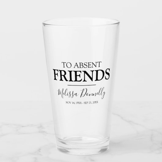An abwesende Freunde Glas (Vorderseite)