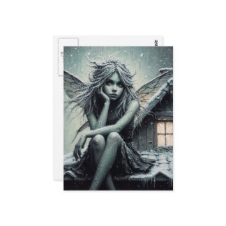 An adorable annoyed winter Fairy Postkarte