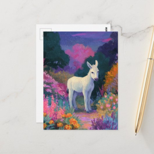 An Adorable Donkey Colorful Postkarte (Vorderseite/Rückseite Beispiel)