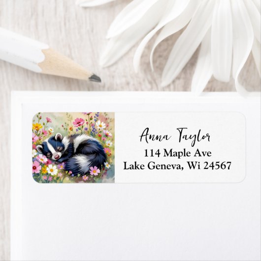 An Adorable Skunk Napping in Flowers   (Insitu)