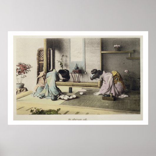 An Afternoon Call, c.1880 (handfarbenes Albumen p Poster (Vorne)