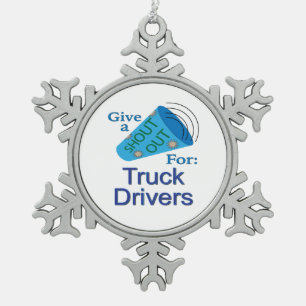 An alle LKW-Fahrer Schneeflocken Zinn-Ornament