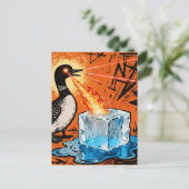 An Angry Minnesota Loon Melting Ice with lazer eye Postkarte (Stehend Vorderseite)