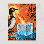 An Angry Minnesota Loon Melting Ice with lazer eye Postkarte (Vorderseite)
