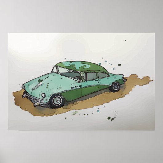 An antique 1950's era sedan poster (Vorne)
