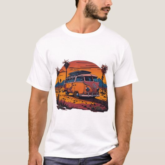 An artistic depiction of a retro VW bus T-Shirt (Vorderseite)