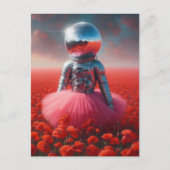An astronaut in a pink tutu disco ball head postkarte (Vorderseite)