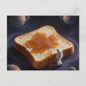 An astronaut with a breakfast maple syrup bread postkarte (Vorderseite)