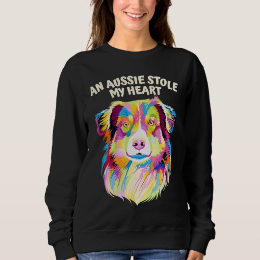 An Aussie Stole My Heart Australian Shepherd Rescu Sweatshirt (Vorderseite)