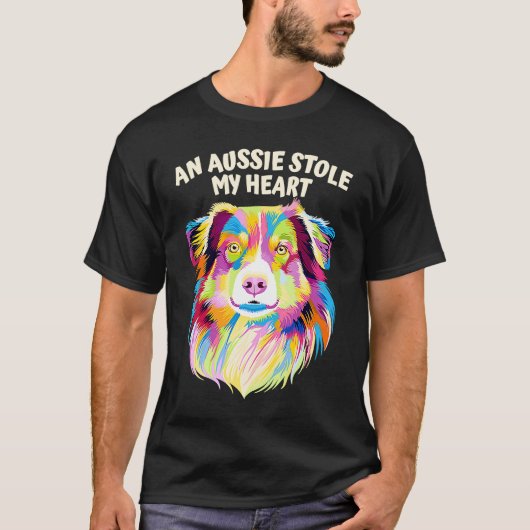 An Aussie Stole My Heart Australian Shepherd Rescu T-Shirt (Vorderseite)