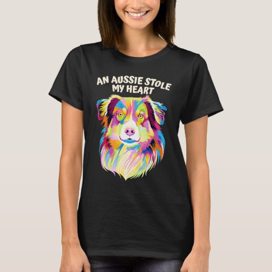 An Aussie Stole My Heart Australian Shepherd Rescu T-Shirt (Vorderseite)