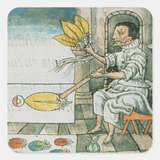 An Aztec feather artisan Quadratischer Aufkleber (Vorderseite)