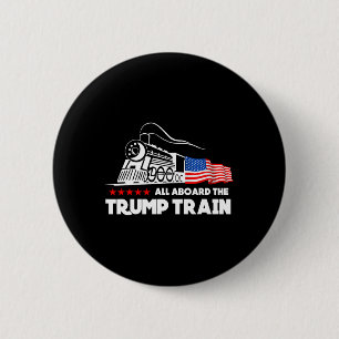 An Bord der Trump-Bahn 2024 die amerikanische Flag Button