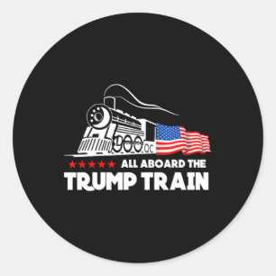 An Bord der Trump-Bahn 2024 die amerikanische Flag Runder Aufkleber