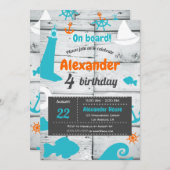 An Bord! Einladung zum Geburtstag (Vorne/Hinten)