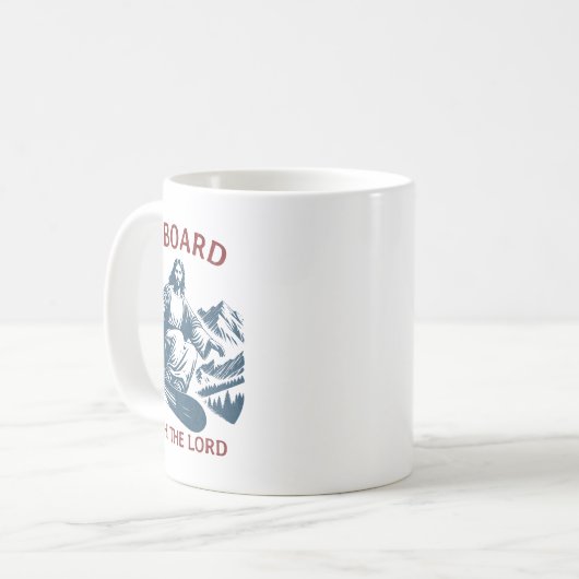 An Bord mit dem Herrn - Snowboarden Jesus auf Schn Kaffeetasse (Vorderseite Links)