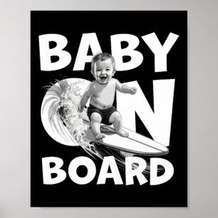 An Bord Von Surf Auf Surfboard Lustiger Surfer Poster