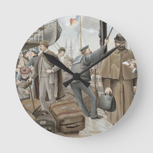 An Bord von Tilbury, von 'P & O Pencillings Runde Wanduhr (Vorderseite)