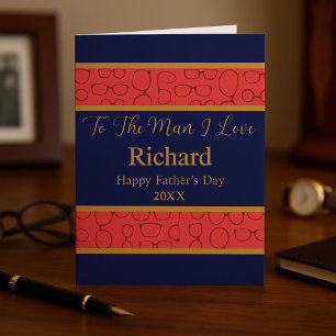 An den Mann I Liebe Vatertag Korallen und Navy Blu Karte
