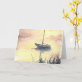 An der Bucht-Segelboot-Raum-Gruß-Karte Karte (Gelbe Blume)