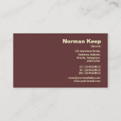 An der Kante beschriftes Monogramm - Brauner Tex Visitenkarte (Rückseite)